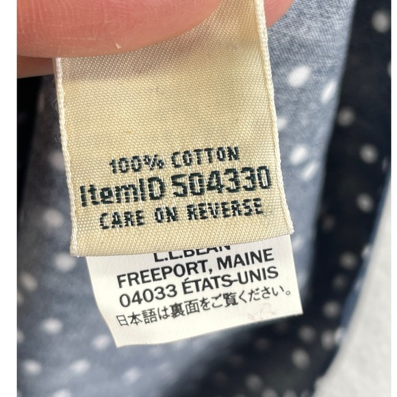 L.L. Bean Women's 3X Wrinkle Free Shirt Navy Blue Polka Dot Button Front 3/4 - Picture 4 of 10